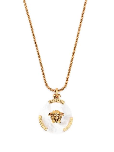 versace mother of pearl medusa necklace|versace medusa medallion necklace.